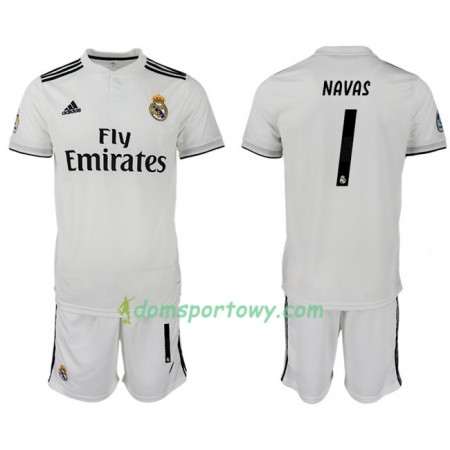 Koszulka Real Madryt NAVAS 1 Dziecięcy Domowe Koszulki Piłkarskie 2018-2019 Krótki Rękaw